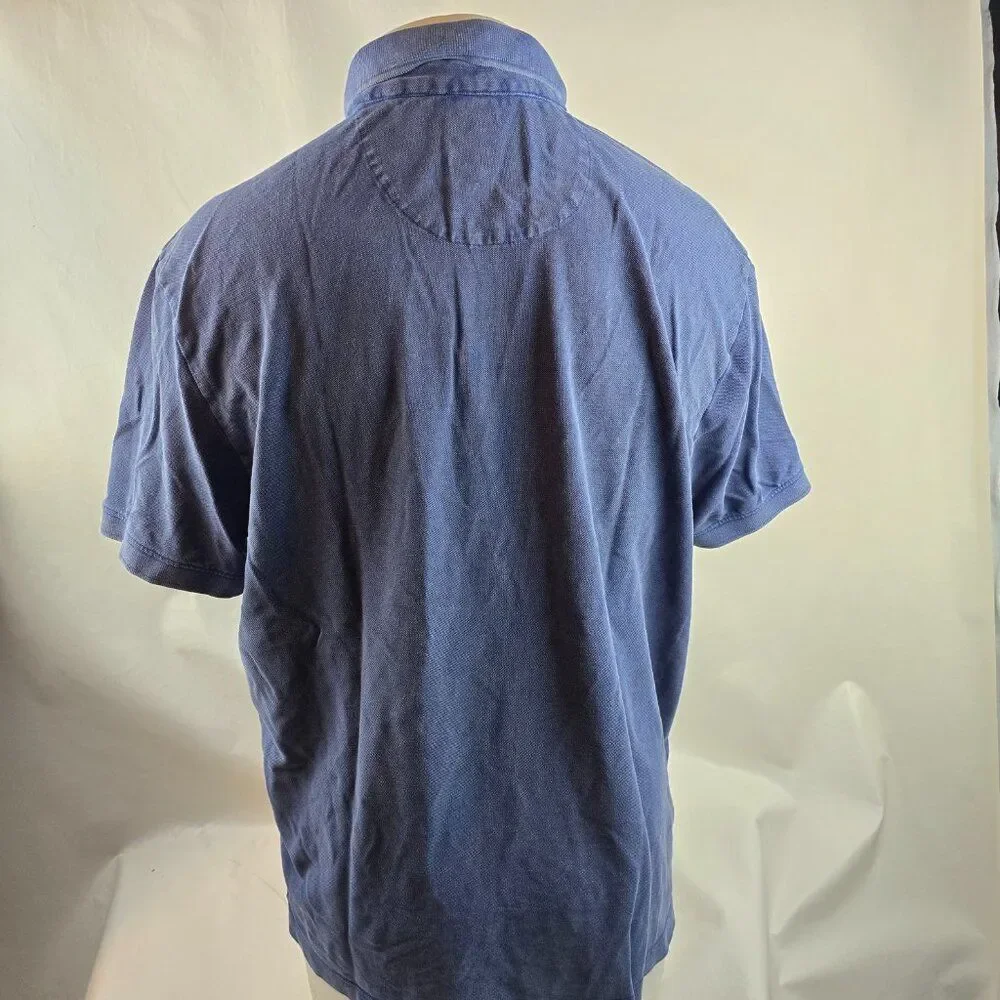 Tommy Bahama Polo Shirt Mens Large Blue Cotton Pocket Casual Solid Preppy Fading - Picture 7 of 9